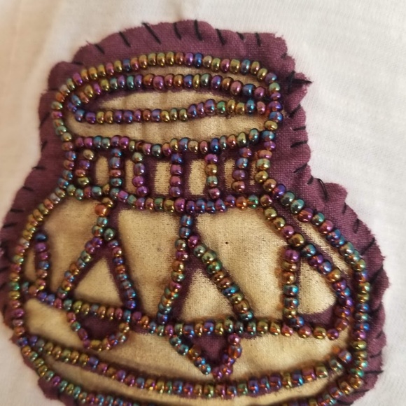 Terra & Sky Beaded Embroidery Hand-Stitched Textile Blouse - Picture 6 of 8